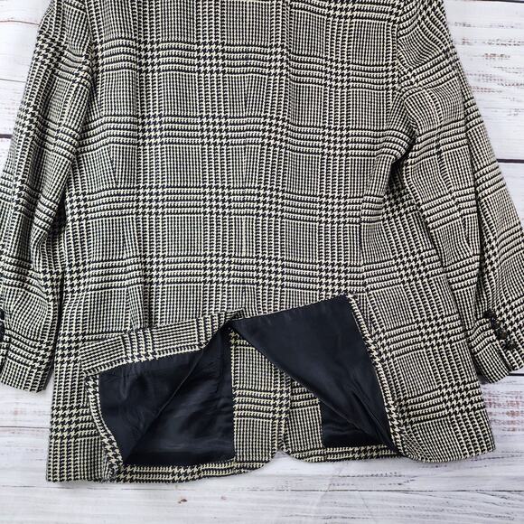 Vintage 1990s Lauren Ralph Lauren Blazer 12 Houndstooth Wool Silk Equestrian USA - Picture 5 of 13